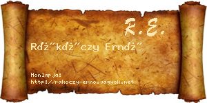 Rákóczy Ernő névjegykártya